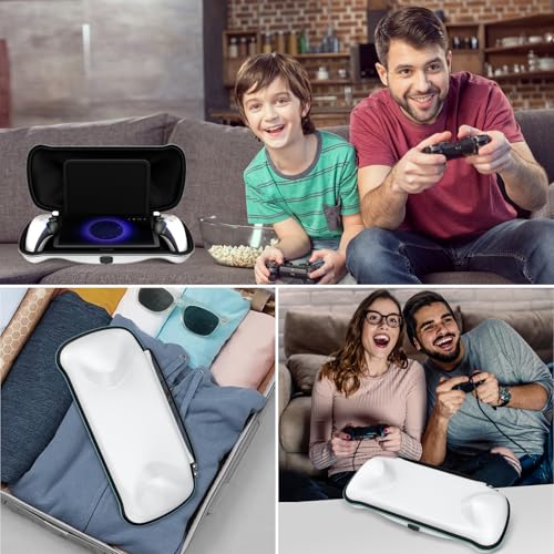 Image of ivoler 7 in 1 Carrying Case for PlayStation Portal ,Charging Inside Port Carrying Case & 2 Pcs Screen Protectors +4 Thumb Grips,Portable Travel Handbag for PS5 Portal Console Accessories Bundle,White