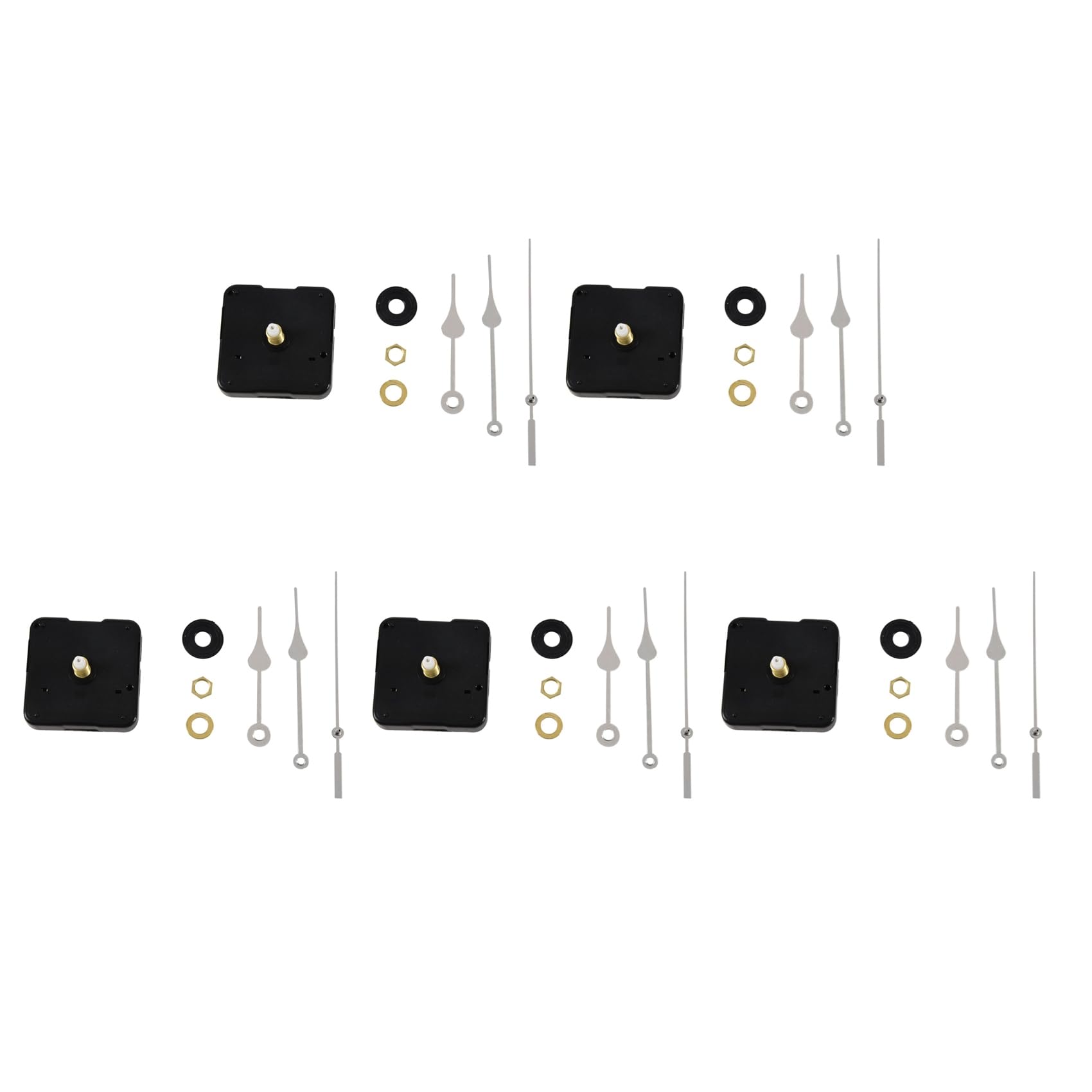 Hndhbfgrt 5X Clock Movement Mechanism with Silver Hour Minute Second Hand DIY Tools Kit