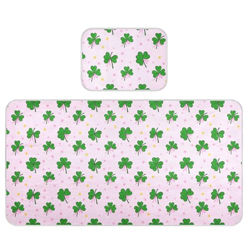 Takiito Green Leaf Clovers Baby Cooling Mattress Pad, Soft & Breathable Cooling Mat Keep Baby Cool in Summer 28x52 in, Nursery Essential