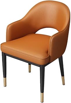 LEIYTFE Commercial Negotiation Chair Dining Chair with Hollow Back,Leather Accent Chair Modern Armchair Furniture Chairs for Bedroom Living Room,Occasional Lounge ChairsOrange