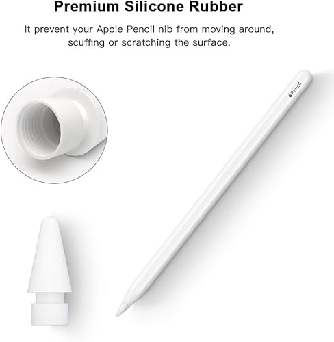 Miniatura 2 de APETOO Tapa de repuesto magnética, puntas y adaptador de cargador para Apple Pencil de 1 generación, iPad Pro blanco, paquete de 4 unidades