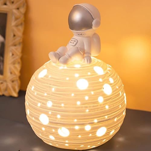 Lámpara de planeta de astronautas, luz proyector de estrellas para dormitorio, luz nocturna con 9 niveles de brillo ajustables, lámpara LED