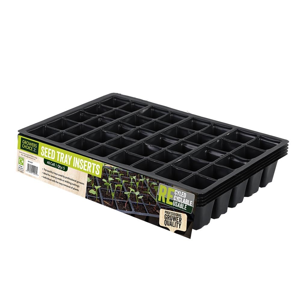 Growers Choice Seed Tray Inserts, 40 Cell, 35 cm, Black Plastic, Pack of 10