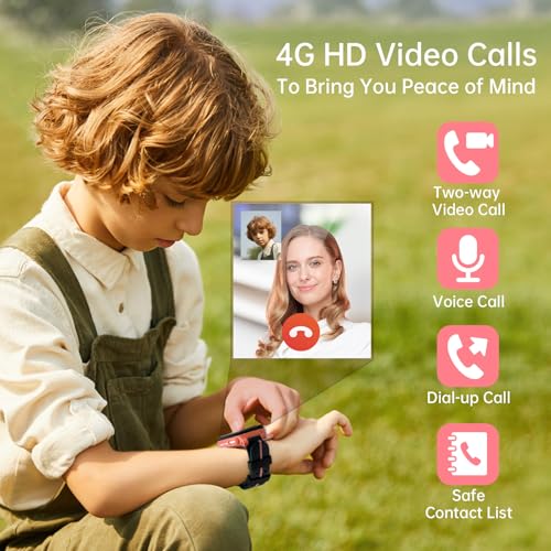Image of imoo Watch Phone Z1, 4G Smart Watch for Kids with Real-Time HD Video & Phone Call, Smart Watch for Girls with Real-Time GPS Location, Smartwatch for Boys with IPX8 Water Resistance (Deep Pink)