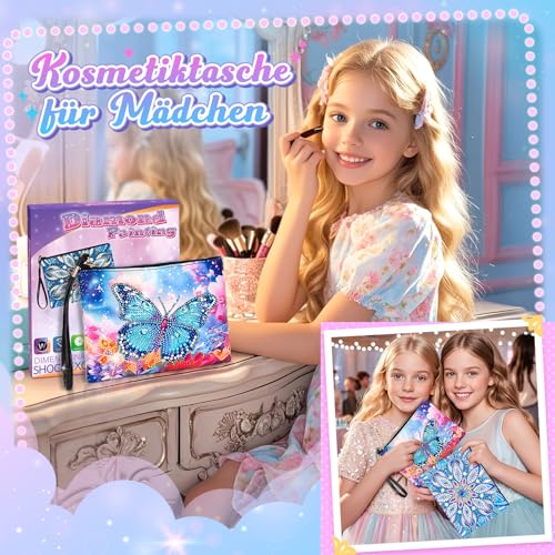 Diamond Painting Kinder ab 8 10 Jahre, Geschenke Mädchen 6 7 8 9 10 11 12 Jahre, Basteln Mädchen 5-12 Jahre, Bastelset Kinder ab 6 Jahre 2 Stücke Handtaschen Geburtstagsgeschenke für Erwachsene