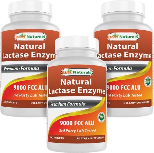 Best Naturals Lactase Enzyme 9000 FCC ALU 180 Tablets (Pack of 3)