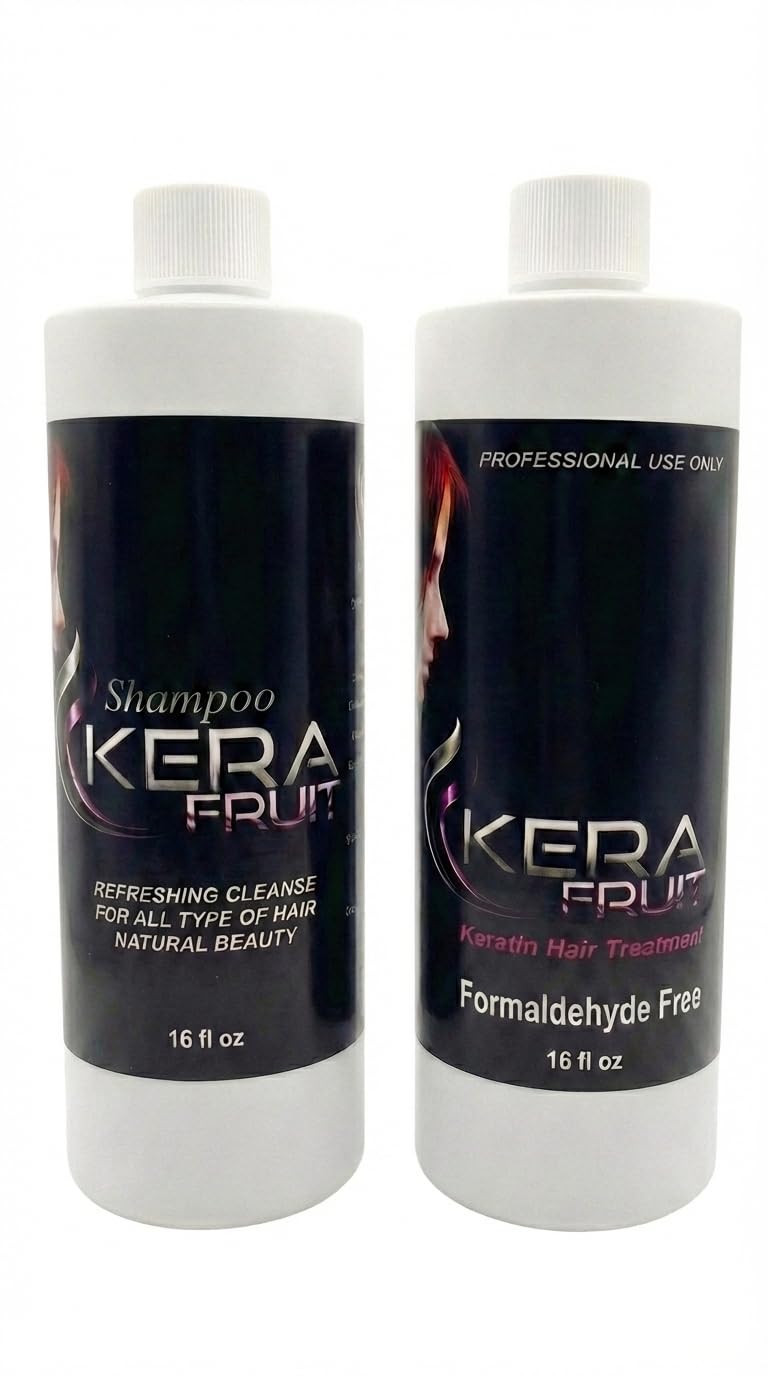 Kera Fruit Formaldehyde-Free Keratin Hair Treatment 16oz kit- for All Hair Types – Brazilian Blowout at Home, - Frizz Control & Repair for Sensitive Scalps - Cirugia Capilar Sin Formol Keratina