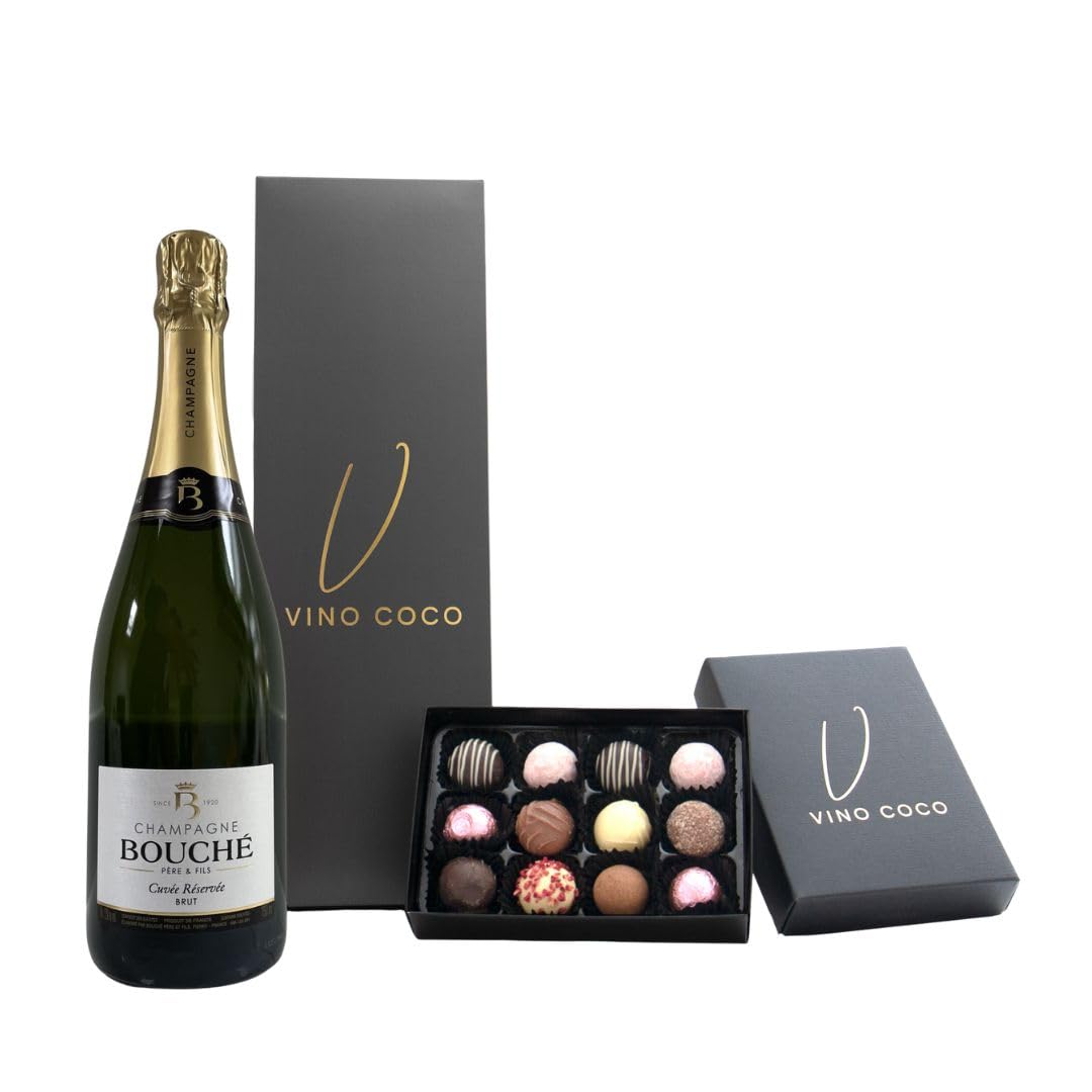 Champagne Gift Set | Premium Champagne Gift Set with 12 Luxury Chocolate Truffles - 12% ABV