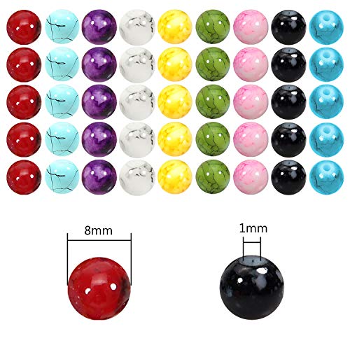 TOAOB 100pcs Marble Pattern Round Multicolor Glass Beads 8mm for Jewelry Making - Image 2