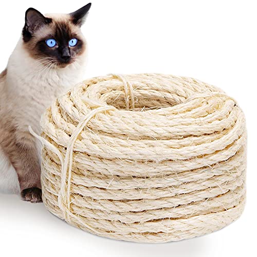 Abio Sisalseil für Kratzbaum 6mm 10m Sisal Seil 100% Natur Katzen Zubehör Haushalt Garten Dekoration DIY Kratzseil 6mm 10M