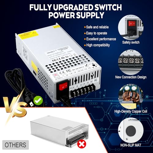 Image of VAYALT 48V 25A 1200W DC Switching Power Supply, Universal Regulated Switching AC 110V /220V to DC 48V Transformer, Power Supply for Industrial, CCTV, Computer Project, 3D Printer, LED Strip Light