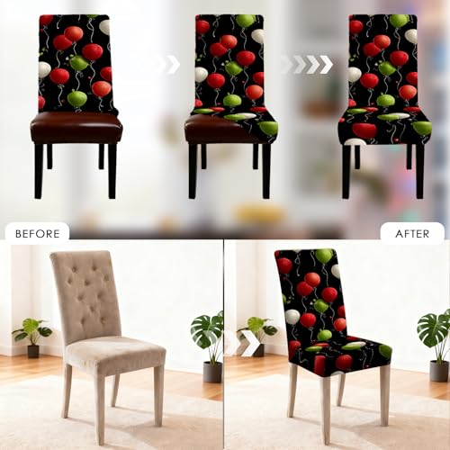 Image of Nuxovilar Red Green White Balloon Stretch 23.6x70in 2PCS Chair Covers