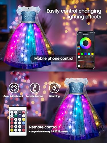 Vestido de princesa con luces LED RGB de 8-9 años miniatura 6