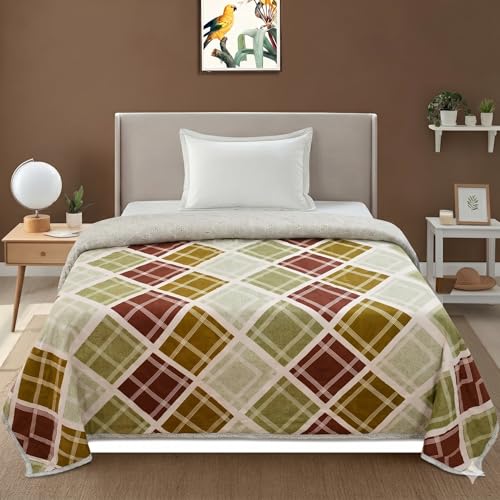 Image of IVAZA Luxury Ultrasonic Punch AC Comforter Blanket - Quilted Microfiber Floral Pattern, Lightweight Breathable All‑Season Blanket for Bedroom, Travel (Singled Bed,228x152 CM)