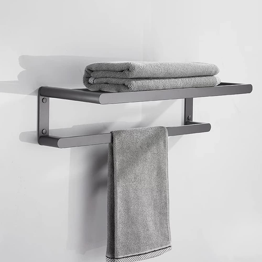 ZHZJQE Shower Caddy Gunmetal Gray Bathroom Accessory Set Space Aluminum Metal Towel Rail Rack Bar Shelf Paper Holder