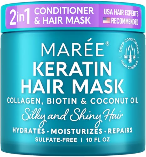 MAREE Deep Conditioning Hair Mask for Damaged Hair Treatment - Keratin Hair Care for Hydrating Growth Repair Moisturizing - Dry Curly Color Refreshing - Tratamiento Mascarilla Para el Cabello Seco