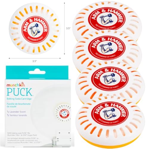 Odor Eliminator Cartridges, 4 Pack, Lavender Scent, Baking Soda Puck, Diaper Pail Deodorizer