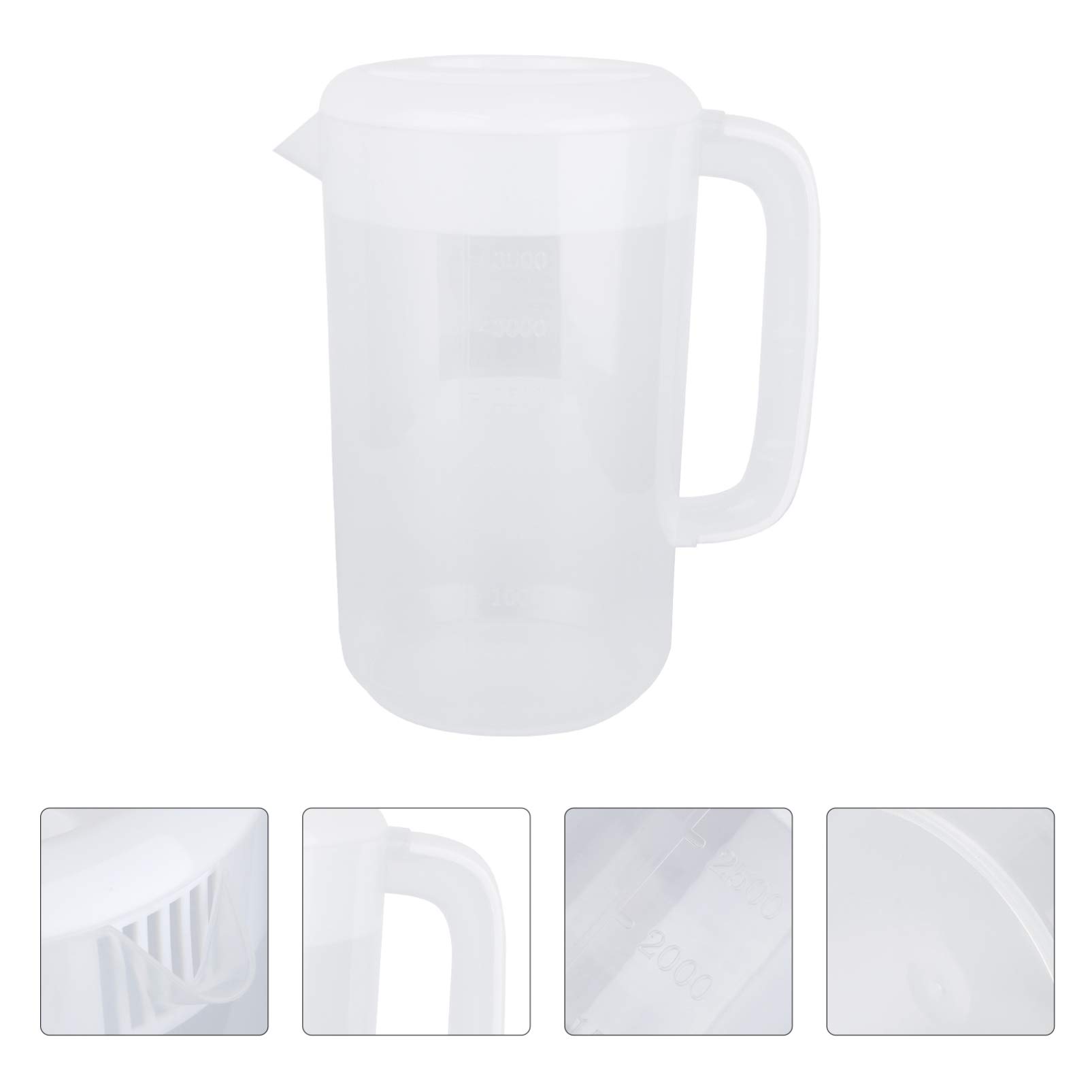HEMOTON Jarra para bebidas con tapa, 4 litros, de plástico, transparente, grande, para zumo de agua fría, para fiestas, hogar, cocina, con escala y mango cómodo