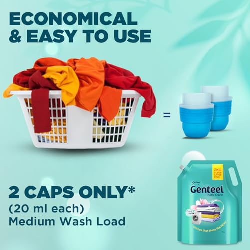 Image of Genteel Matic Liquid Detergent Refill Pouch for Front load Washing - 2kg | No Soda Formula | with Added Fabric Conditioner