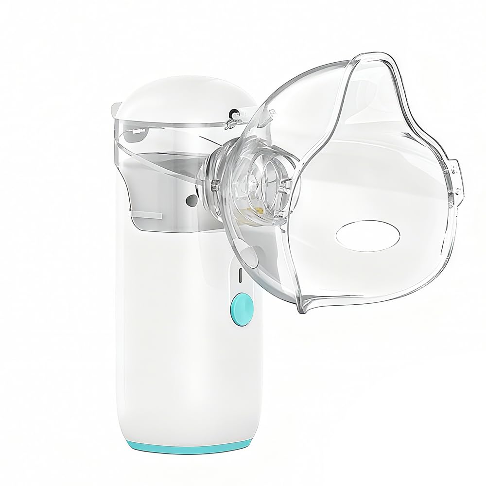 Nebulizador Portátil Silencioso Recargable, Atomización Eficiente, con 2 Máscaras y 1 Boquilla, para Adultos y Niños, Verde