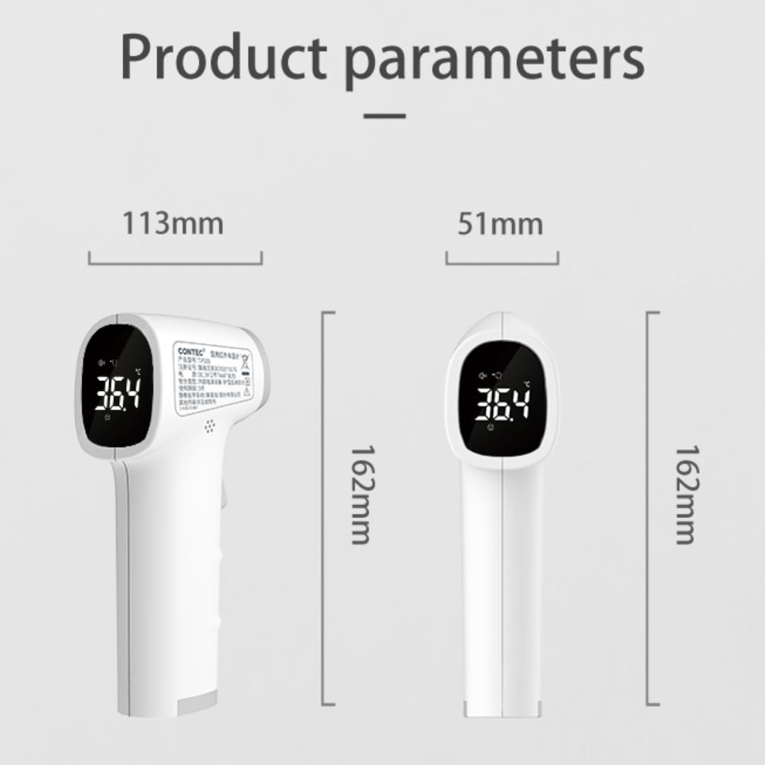 Graphic illustrating the conversion between Celsius and Fahrenheit units on the CONTEC TP500 thermometer with arrows indicating interchangeability.