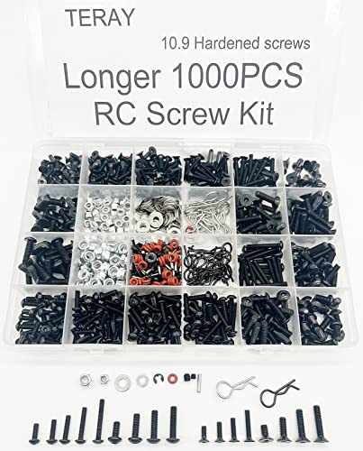 1000pcs Universal RC Screw Kit Screws Assortment Set, Hardware Fasteners for Traxxas Axial Redcat...