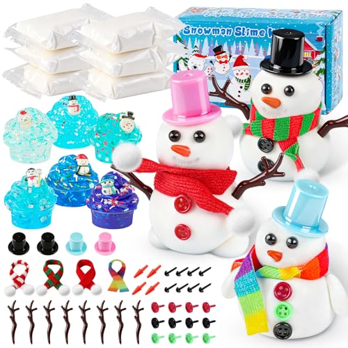 Image of 6 Pack Slime Stocking Stuffers, Stocking Stuffers for Kids,Christmas Crafts, Kids Crafts Snowman DIY Kit,Crafts Xmas Gift