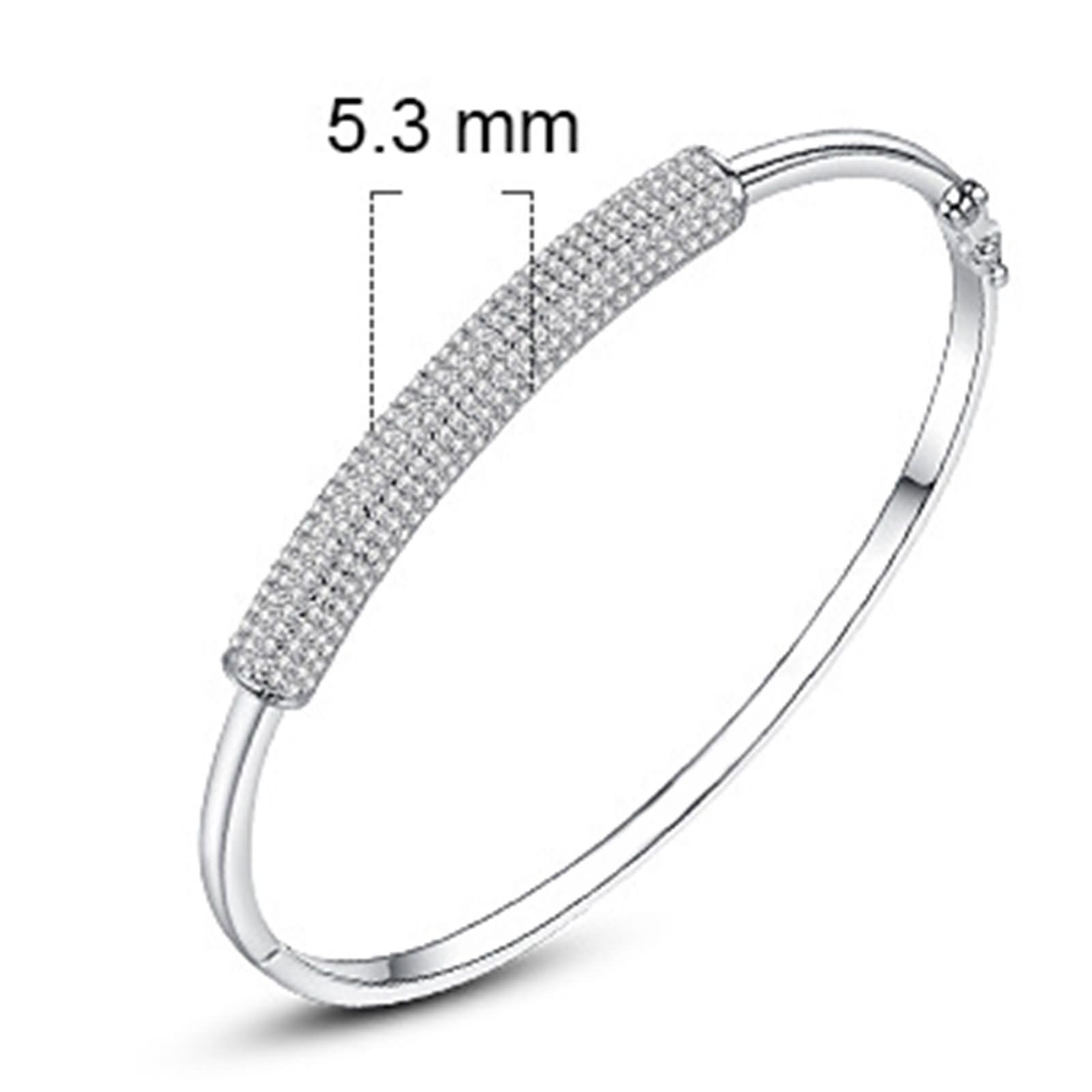Pulseras Oro Blanco Mujer 9 Kilates / 14 Kilates / 18 Kilates, Redondo con Moissanita, Cadena 16 CM, Pulseras Plata Mujer de