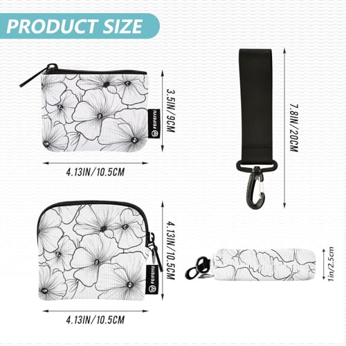 Clear Lines Bohemian Flowers Safari Women's Dual Wallets Business Card Cases Small Portable Coin Purse Change Holder with Wristlet Strap for Lady 2 Pcs de crédito para Hombre4