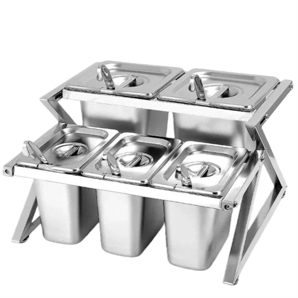Juego de recipientes de acero inoxidable con tapas, dispensador de condimentos y organizador de especias para almacenamiento de condimentos de encimera de cocina