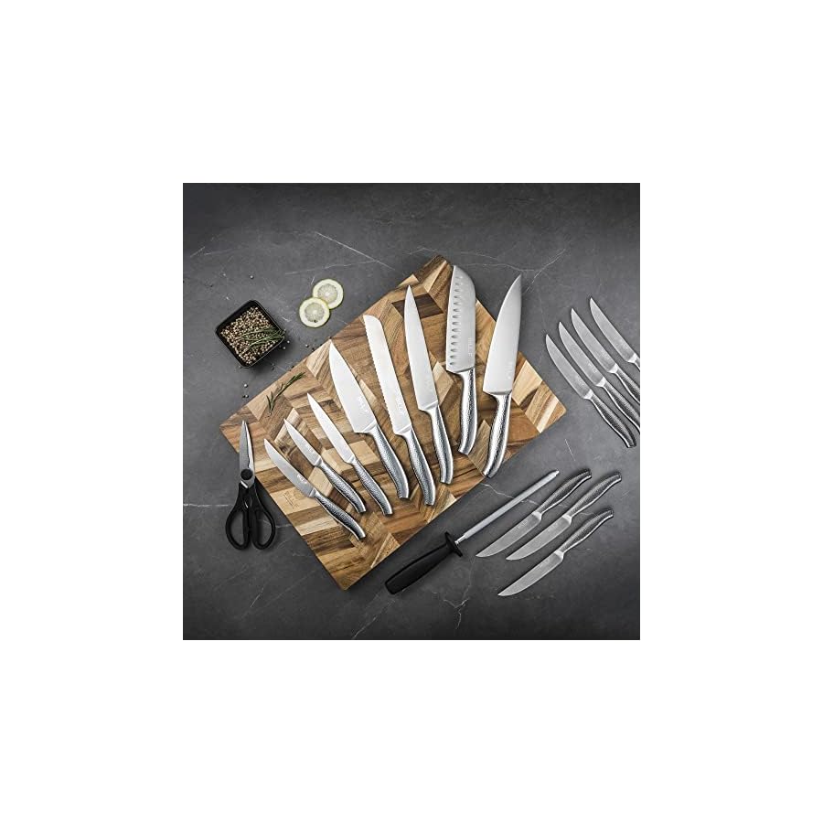 Knife-Sets-for-Kitchen-with-Block-BILLF-18-Pieces-Set-of-Knives-for-Kitchen-with-Block-and-Sharpener-Stainless-Steel-Knife-Set-with-Steak-Knives-Set-of-8-and-Scissors-Chef-Knife-Professional Knife Sets for Kitchen with Block, BILL.F 18 Pieces Set of Knives for Kitchen with Block and Sharpener, Stainless Steel Knife Set with Steak Knives Set of 8 and Scissors Chef Knife Professional