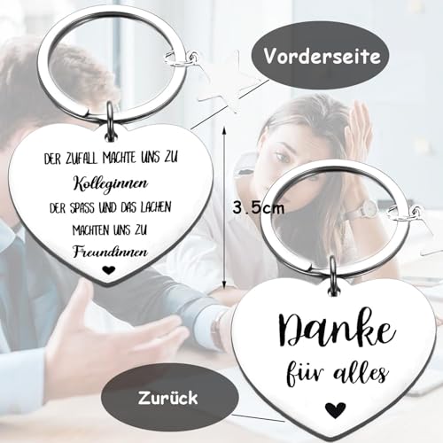 qingmeng Abschiedsgeschenk für Kollegen, Beste Kollegin Geschenk, Danke Schlüsselanhänger Freundin mit Herz, Kleine Geschenkidee zum Abschied, Abschied Kollegin Jobwechsel