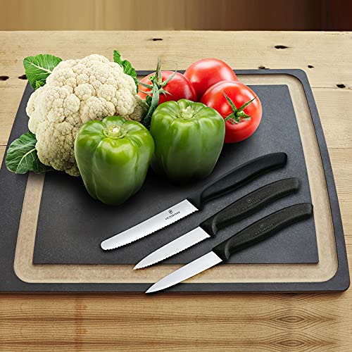 Foto von Victorinox Swiss Classic, Küchenmesser Set, 3teilig, Gemüse-, Tomaten- und Frühstücksmesser, Robuster Kunststoffgriff, Rostfreier Stahl, Schwarz