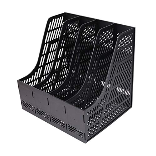Sayeec Desktop Magazine Holder Desk File Organizer 4 Compartments Vertical File Dividers Book Holder Frames Document Cabinet Rack Storage Organizer Box For Home Office School Black #TOP3