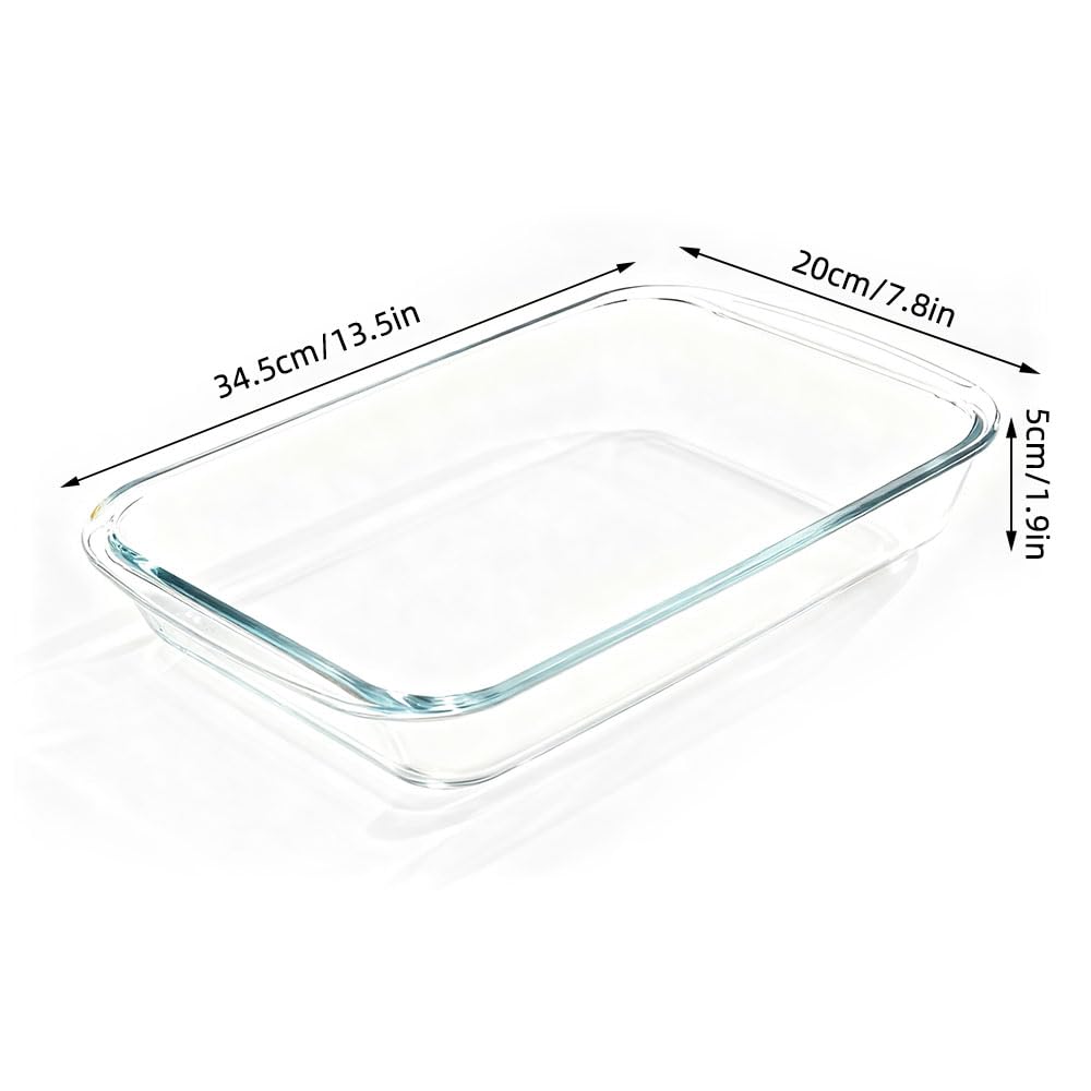 2.2 L Auflaufform Glas Mini Glas Lasagne Auflaufform mit Griff temperaturbeständig Rechteckige Glasform es Eignet Sich Zum Frühstück, Zu gegrilltem Fisch und Zu Salaten - 34,5 x 20,4 x 5,2 cm