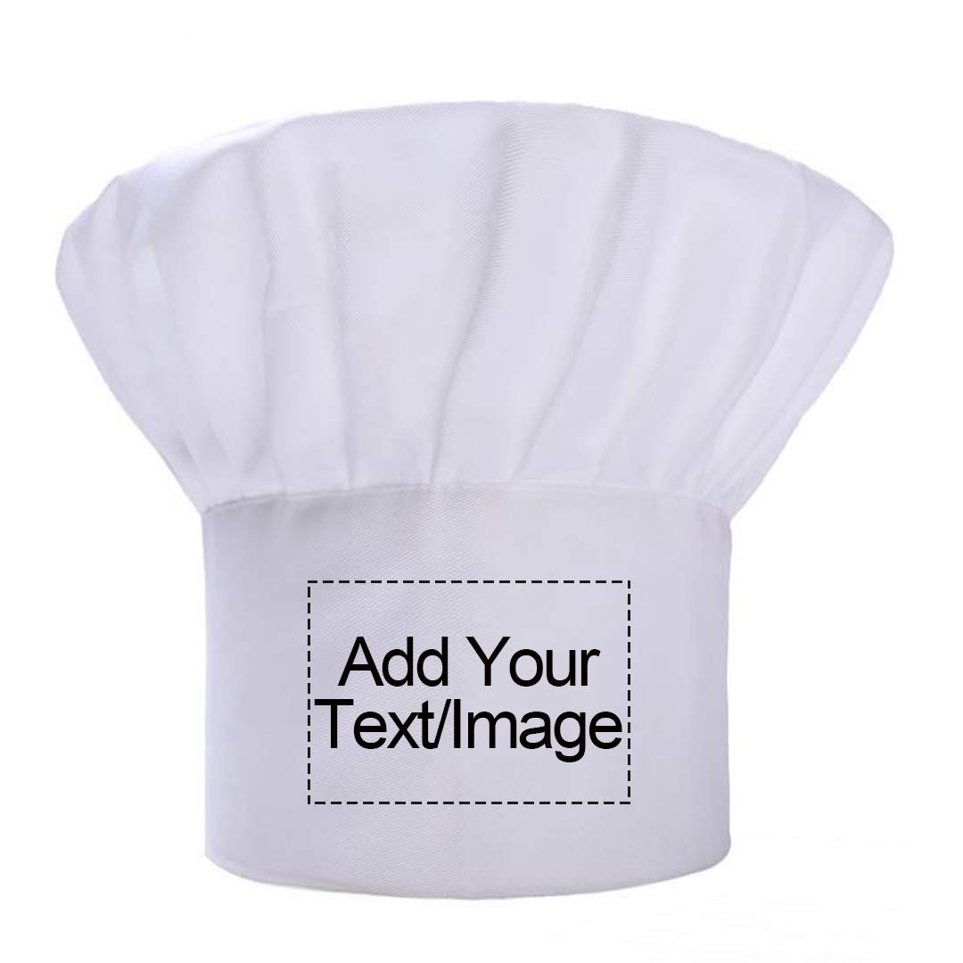 Personalized Custom Chef Hat Adjustable Elastic Baker Kitchen Cooking Chef Cap (White)