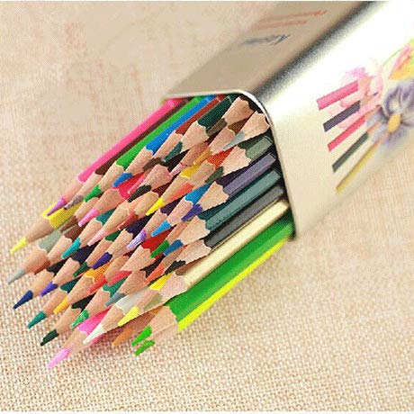 Boîte de fer de crayon de couleur peinture 48 couleurs solubles à offrir pour les passionnés