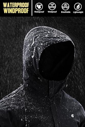 Image of YuKaiChen Mens Rain Jacket Waterproof Hooded Windbreaker Jacket Lightweight Outdoor Hiking Shell Coat