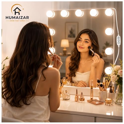 Image of HUMAIZAR Hollywood Style Vanity Mirror Fill Light Adjustable Luminance USB Wall Bulbs String for All Pretty Dimmable Light Makeup Vanity Desk Set (10 LED Bulb USB 3 Colors)