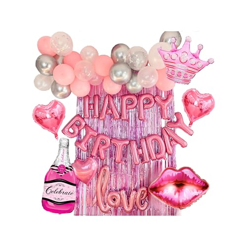Vidal Crafts 71-Piece Pink Birthday Decorations - Ideal Happy Birthday