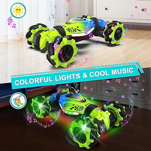 Dysaim Gesture Rc Car Hand Controlled Rc Stunt Car For 6-12 Yr Boys Girls, 4Wd 2.4Ghz Remote Control Gesture Sensor Toy Cars Drift Twist Car Offroad With Light Music For Ages 8-13 Kids Birthday Gift #TOP2