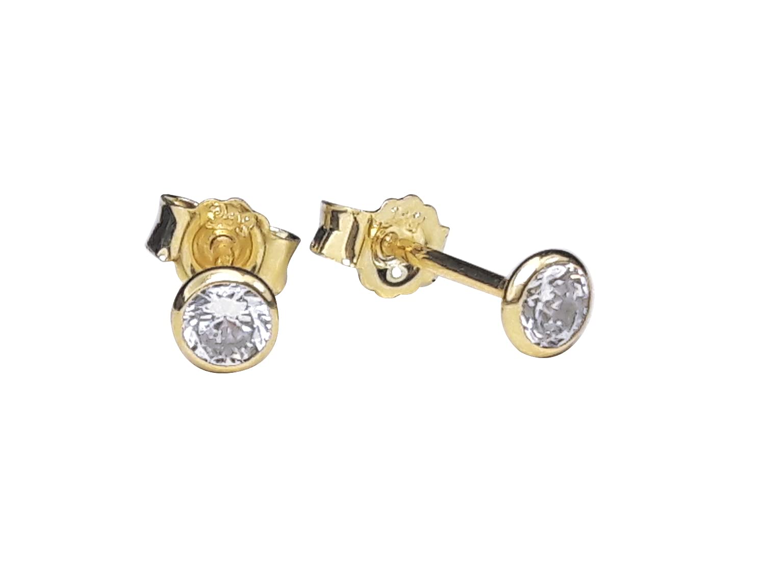 Ohrstecker 333 Gelbgold Zirkonia Brillantschliff Kelchstecker weiss 4 mm