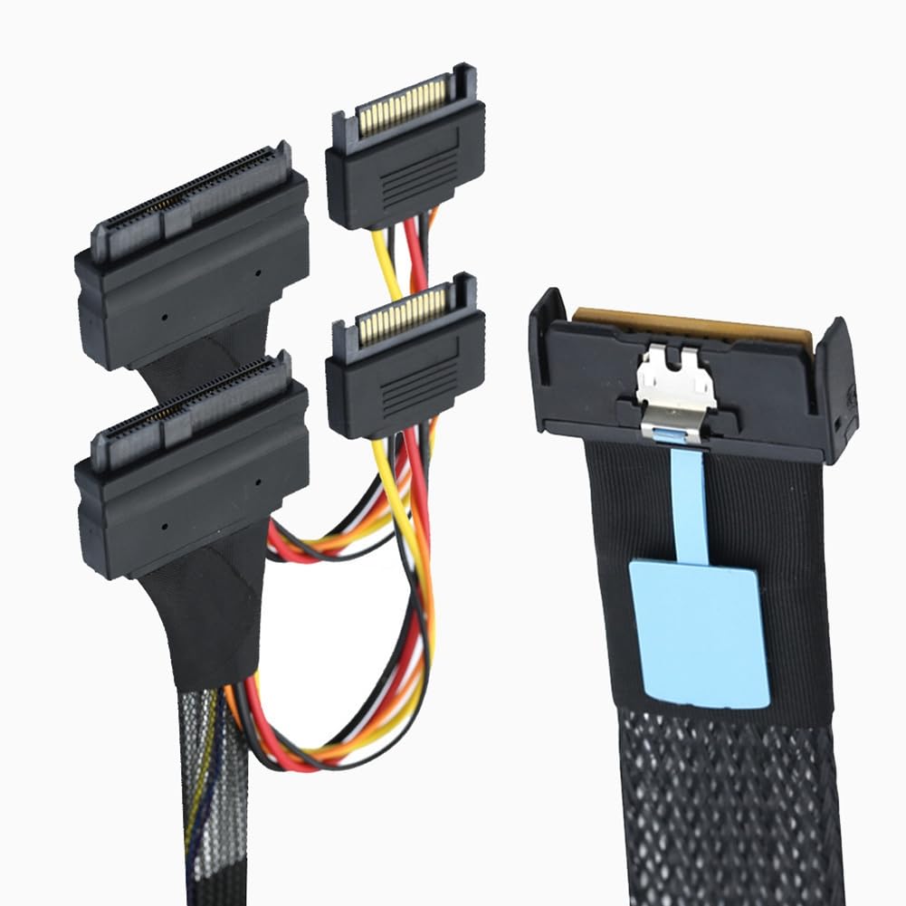 Câble Adaptateur Serveur Slimline SAS MCIO 8i 74P vers 2-SFF 8639+15P