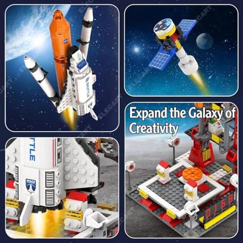Image of Space Shuttle Rocket Launch Building Blocks Set, 404 PCS Space Rocket STEM Construction Toy with Launch Pad, DIY Educational Learning Bricks, Space Exploration Model Kit, Compatible Building