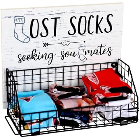 Bnesi Lost Socks,Laundry Room Organization, Farmhouse Laundry Room Decor And Accessories Of Tidying Socks,Rustic Wooden Laundry Sign Wall Decor (style1 black) Cover
