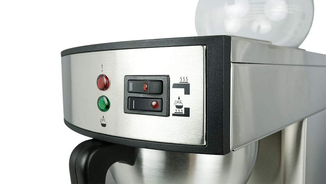SARO Kaffeemaschine mit 2 Warmhalteplatten – Edelstahl/Glas – Inkl. 2 Glaskannen à 1,8 L – Brühzeit 5–6 Min – Trockenlaufschutz – B 195 x T 365 x H 445 mm - 2,243 kW – Modell SAROMICA K 24 T