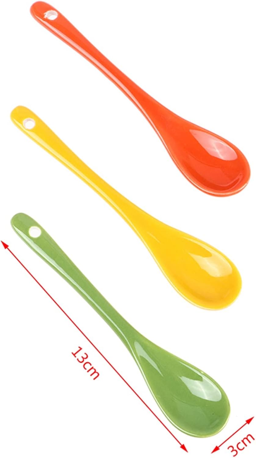 Coffee Scoops Mini Ceramic Coffee Spoon Long Handle Spoon Tea Coffee Sugar Dessert Spoon Ice Cream Ceramic Flatware White Yellow Red Green(Blue)