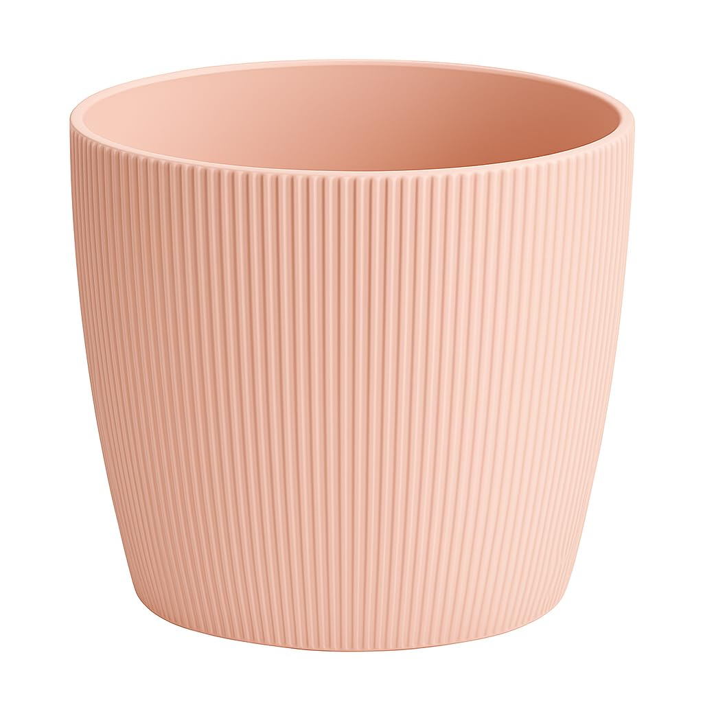 Home Garden Ornaments Light Beige Decorative Plant Pots Indoor – Striped Indoor Plant Pot For Home And Garden (Diameter 18Cm, )