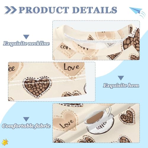 ALAZA Kids Rash Guard Boys Toddler Swim Shirts Short Sleeve Love Coffee UPF 50+ 3T3