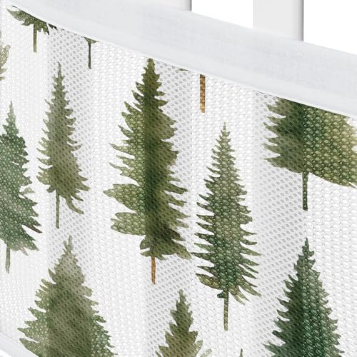 Image of Sweet Jojo Designs + BreathableBaby 2-Piece Breathable Mesh Crib Liner Set (Sage Green Woodland) for Boys /Girls, Baby, Infants /Newborn Nursery (Forest Themed, Nature, Pine Tree, Abstract, Watercolor)